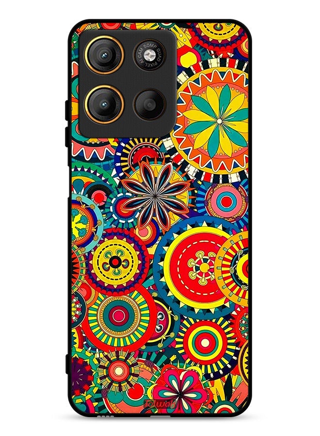Tolwak Motorola Moto G15 Protective Case Cover Colorful Mandala Pattern