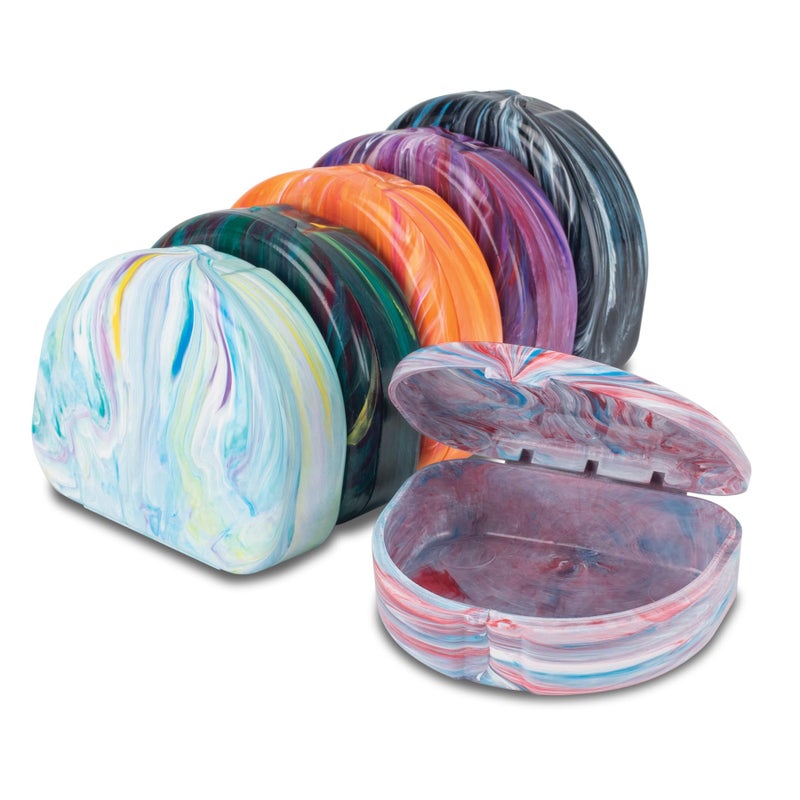 Practicon Marble Retainer Cases Orthodontic Aligner Case Mouth Guard Holder 3 Pack Assorted Multi Color