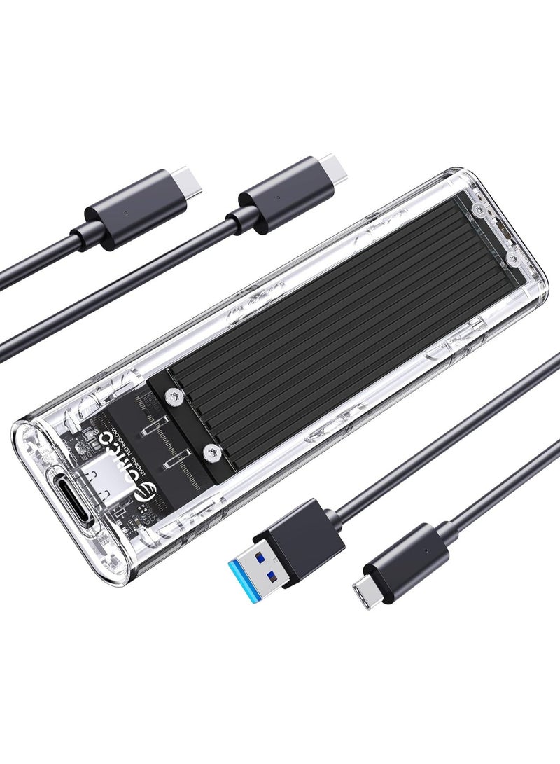 ORICO M.2 NVMe SSD Enclosure, USB 3.2 Gen 2 (10 Gbps), Transparent External Solid State Drive Adapter Enclosure for 2280 2260 2242 2230 PCI-E M2 M-Key SSD, USB Type C Converter Case-TCM2 Black - Image 1