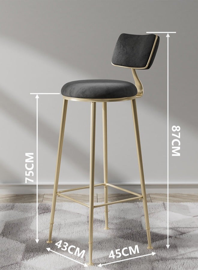 CityRiya-Long Bar Stool Cafe Restaurant Leisure Backrest High Chair  - Image 2