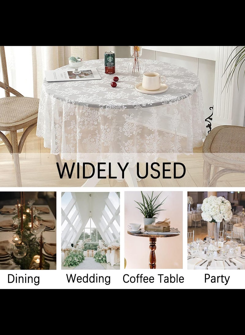 AVACraft Round Lace Tablecloth with Elegant Scalloped Bottom for Wedding, Birthday Party, Anniversary ,Flower Cluster,Round 100cm - Image 5