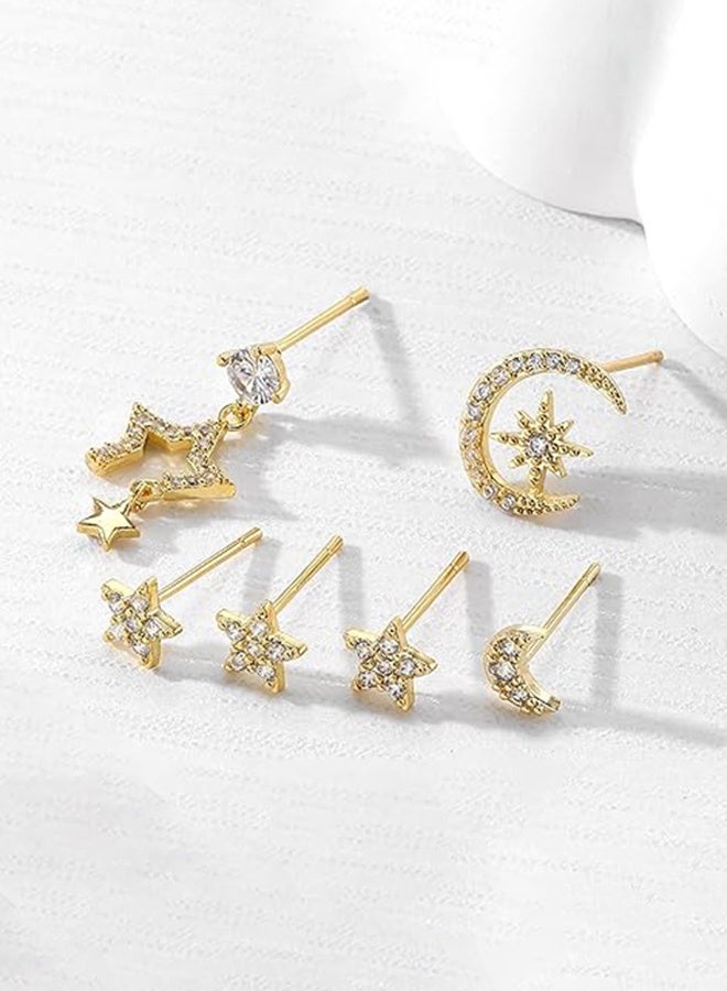 Sweet Life Small Stud Hoop Earrings for Women - 6 Pairs Hypoallergenic 14K Gold Plated Huggie Earring Sets for Multiple Piercing Dainty Earring Stacks Cute Cartilage Jewelry Trendy Gifts - Image 2