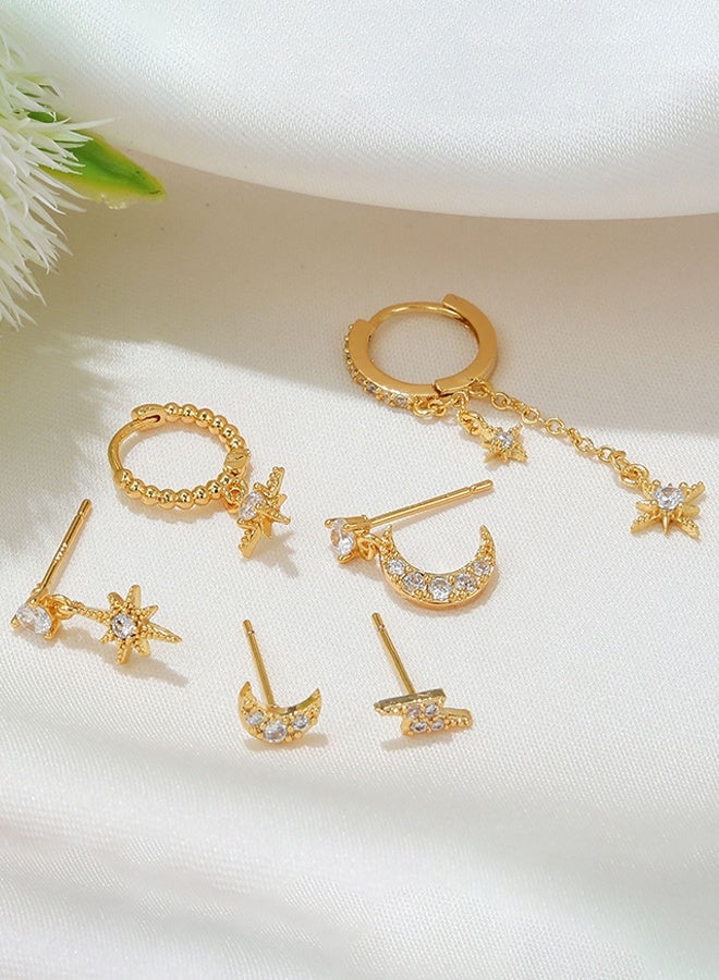 Sweet Life Small Stud Hoop Earrings for Women - 6 Pairs Hypoallergenic 14K Gold Plated Huggie Earring Sets for Multiple Piercing Dainty Earring Stacks Cute Cartilage Jewelry Trendy Gifts - Image 5