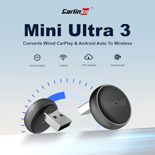 Carlinkit Mini Ultra 3 Wireless CarPlay Android Auto Adapter Convert Factory Wired to Wireless USBAUSBC Fast Connection for iPhone Android 11 Plug Play Dongle OTA Upgrade - Image 3