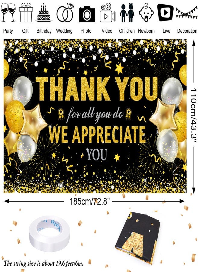 هواف لافتة "شكرًا لكم على كل ما تفعلونه" من HOWAF، زينة حفلات تقدير الموظفين والمعلمين والأطباء، خلفية "نحن نقدرك"، أسود وذهبي، 72.8 بوصة × 43.3 بوصة - Image 2