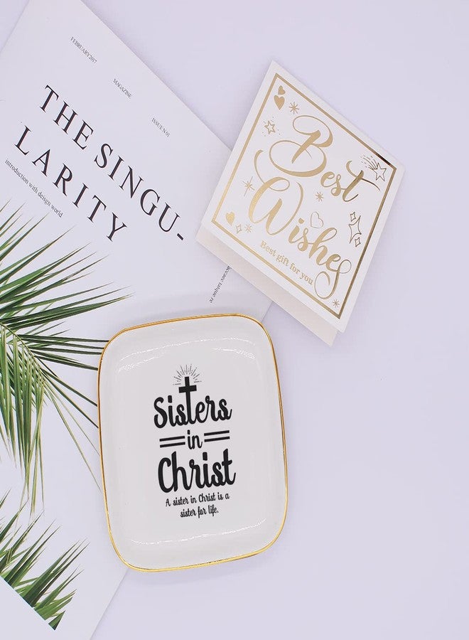 Littlefa Sister Jewelry Tray Ceramic Ring Trinket Dish,Sister in Christ Gifts from Sisters,Gifts for Sisters Birthday Christmas - Image 3