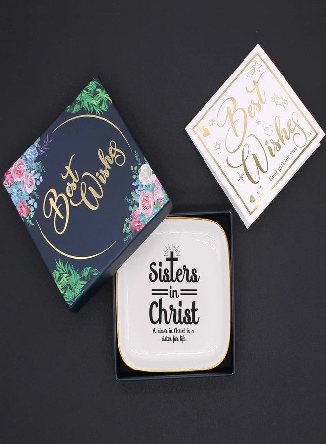 Littlefa Sister Jewelry Tray Ceramic Ring Trinket Dish,Sister in Christ Gifts from Sisters,Gifts for Sisters Birthday Christmas - Image 4