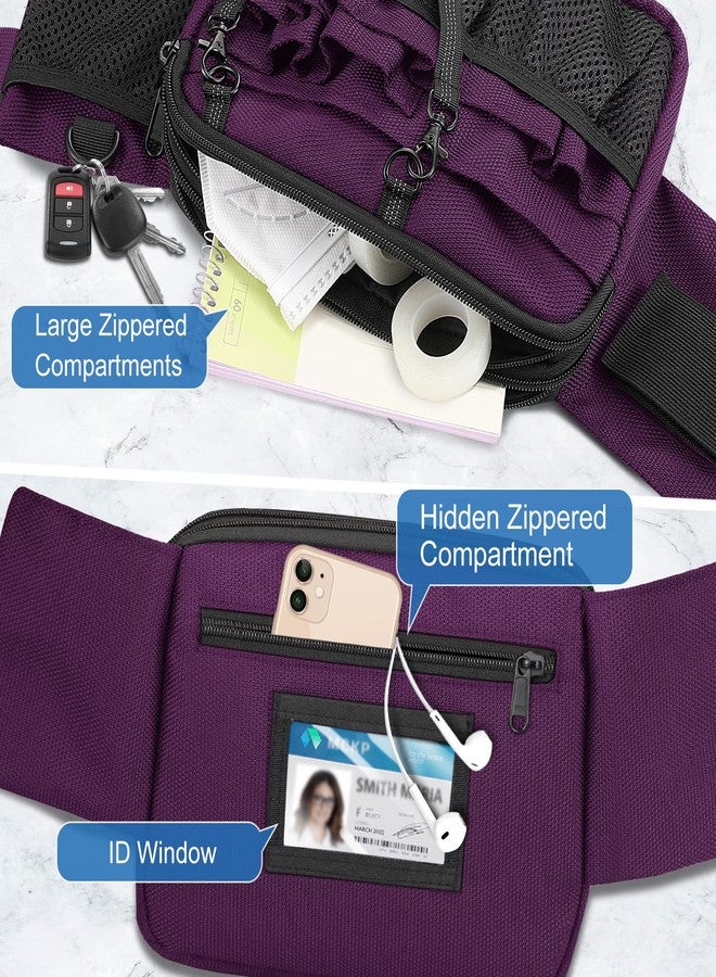 سيثون حقيبة خصر للممرضات من سيثون مع حامل شريط لاصق، حقيبة حزام متعددة الجيوب لتنظيم المعدات الطبية، حقيبة خصر متعددة الاستخدامات لحمل سماعات الطبيب ومقص الضمادات واللوازم الطبية (بنفسجي) - Image 4