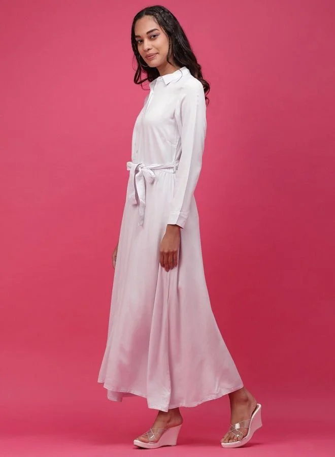 Freehand  Women Regular Fit Solid Shirt Collar Long Sleeve Regular Dress for Women | Best Price UAE