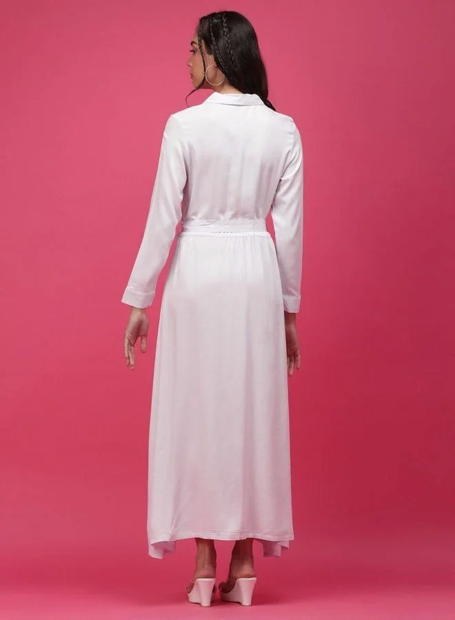 Freehand  Women Regular Fit Solid Shirt Collar Long Sleeve Regular Dress for Women | Best Price UAE