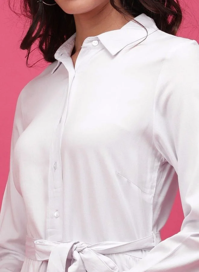 Freehand  Women Regular Fit Solid Shirt Collar Long Sleeve Regular Dress for Women | Best Price UAE