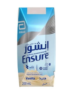 انشور حليب إنشور مكمل غذائي ( Ensure 200ml ) الكرتون عبوة 18 حبة  - Image 1
