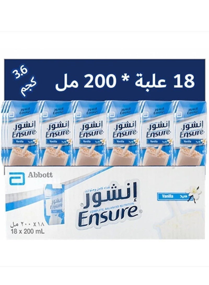 انشور حليب إنشور مكمل غذائي ( Ensure 200ml ) الكرتون عبوة 18 حبة - Image 2