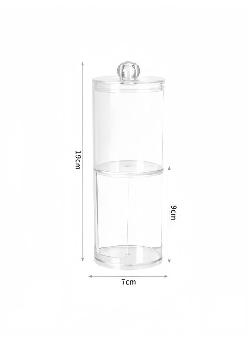 Generic Cotton Swab Organizer Qtip Holder Dispenser for Cotton Ball Clear Cotton Pad Holder 2 Layer Round Transparent Plastic Cotton Swab Holder for Bathroom Bedroom  - Image 2