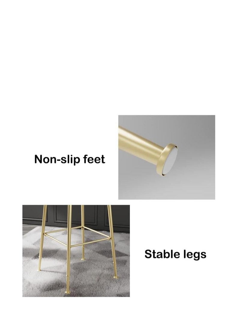 Golden Bar Stool,2 Pcs High Bar Chair with Back,Flannel Upholstered Counter High Chair with Metal Legs，Heavy Duty Barstools ，for Kitchen, Restaurant,Coffee (Pink-2pcs)  - Image 5