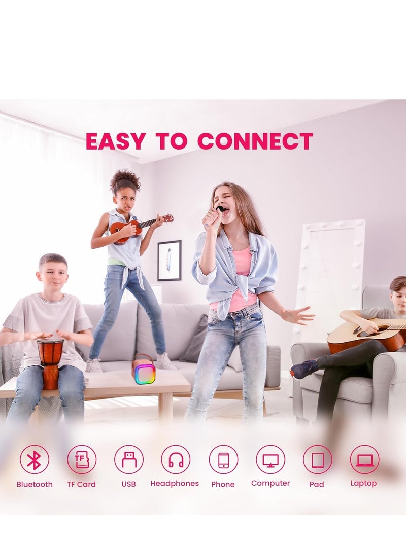 Mini Karaoke Machine with Bluetooth Speaker and Dual Wireless Microphones – Portable All-in-One Karaoke System for Kids & Adults | Rechargeable Battery, LED Light Effects, Echo Control | Home Party & Family Fun Entertainment Sound System  - Image 5