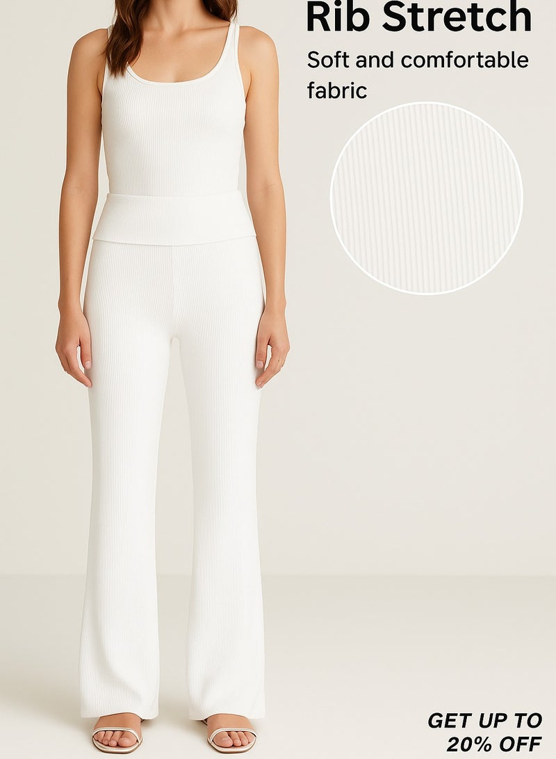 Soft Steps Flared trousers White with fold-over waist S  - Image 1