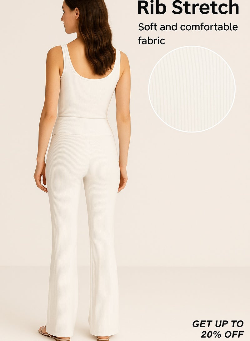 Soft Steps Flared trousers White with fold-over waist S  - Image 2