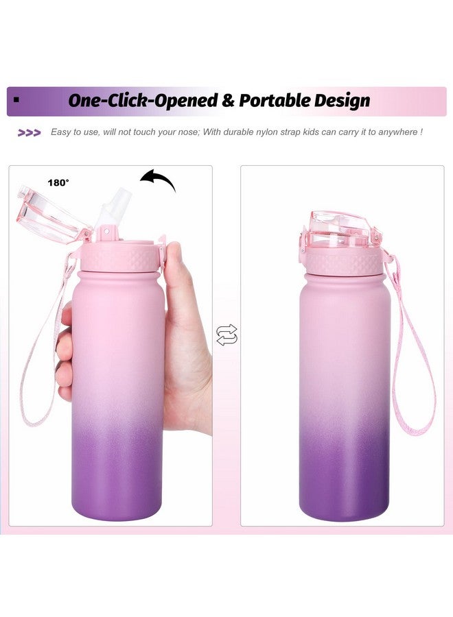 Oldley Water Bottles 20 oz Insulated Water Bottle with Straw 3 Lids,Vacuum Stainless Steel Water Bottles, Leak & Sweat Proof Sport Water Bottle Gym for Kids Adults - Image 4