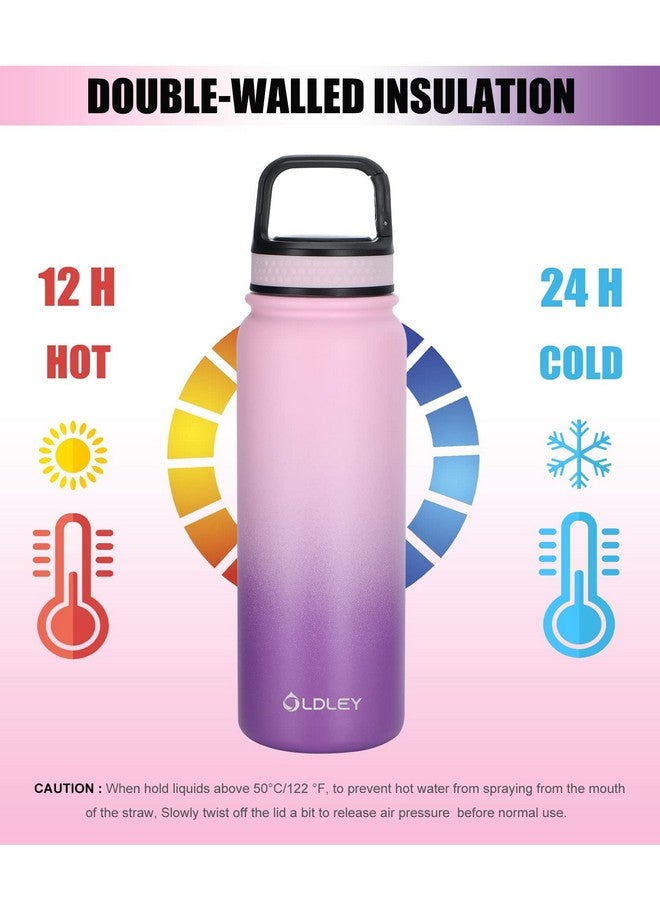 Oldley Water Bottles 20 oz Insulated Water Bottle with Straw 3 Lids,Vacuum Stainless Steel Water Bottles, Leak & Sweat Proof Sport Water Bottle Gym for Kids Adults - Image 2