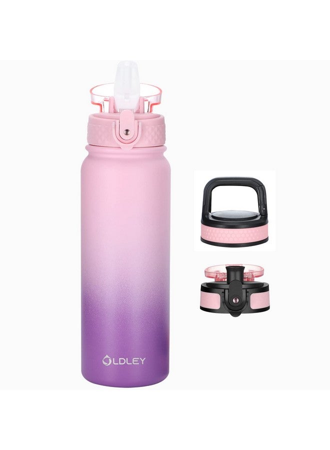 Oldley Water Bottles 20 oz Insulated Water Bottle with Straw 3 Lids,Vacuum Stainless Steel Water Bottles, Leak & Sweat Proof Sport Water Bottle Gym for Kids Adults - Image 1