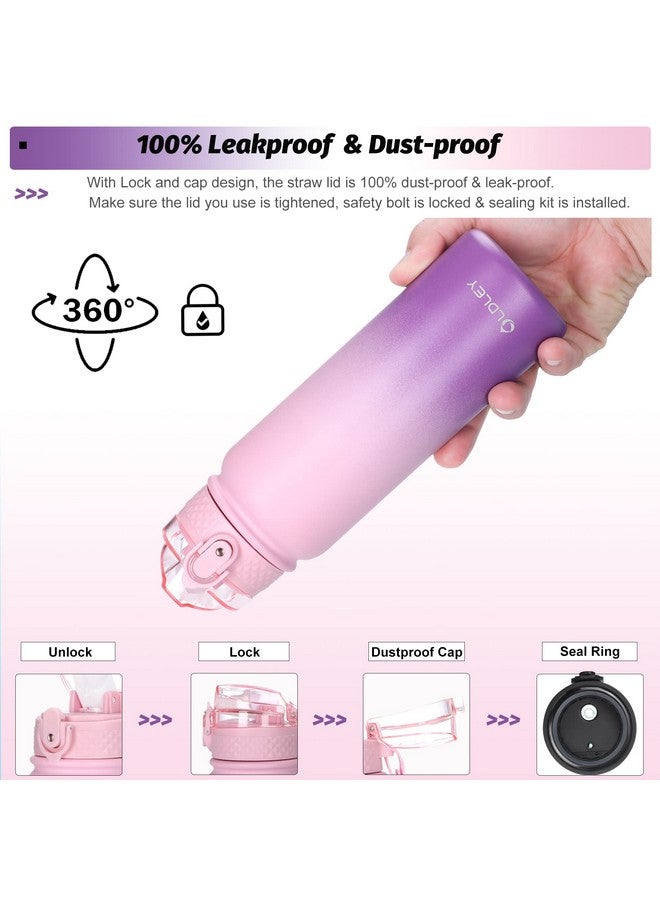 Oldley Water Bottles 20 oz Insulated Water Bottle with Straw 3 Lids,Vacuum Stainless Steel Water Bottles, Leak & Sweat Proof Sport Water Bottle Gym for Kids Adults - Image 5