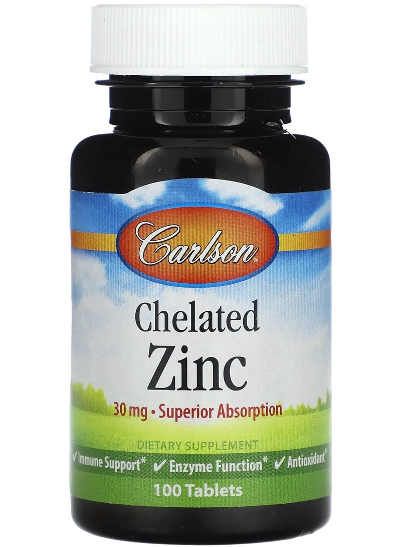 Chelated Zinc, 30 mg, 100 Tablets