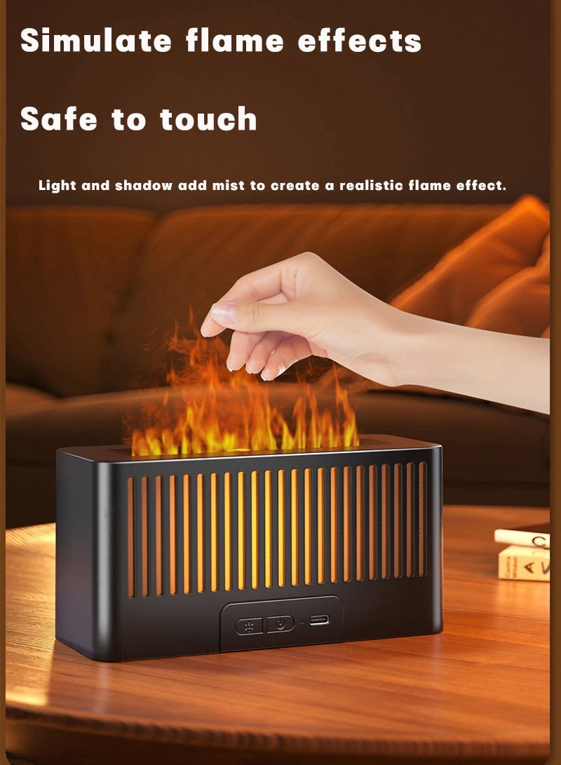 صن سباير مرطب هواء بمدفأة على شكل لهب، موزع زيوت عطرية بـ 7 ألوان، مرطب هواء بالموجات فوق الصوتية مع مؤقت للاستخدام في المنزل، غرفة النوم، المكتب، اليوغا (أسود) - Image 3
