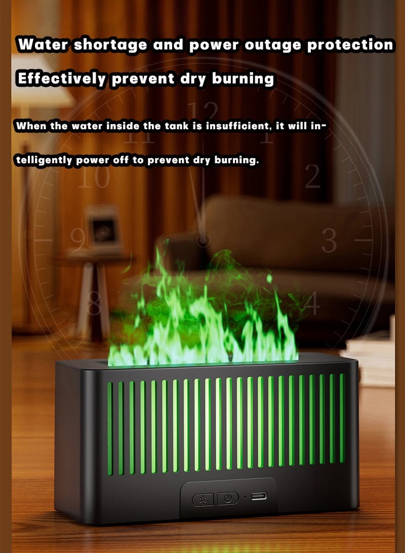 صن سباير مرطب هواء بمدفأة على شكل لهب، موزع زيوت عطرية بـ 7 ألوان، مرطب هواء بالموجات فوق الصوتية مع مؤقت للاستخدام في المنزل، غرفة النوم، المكتب، اليوغا (أسود) - Image 4