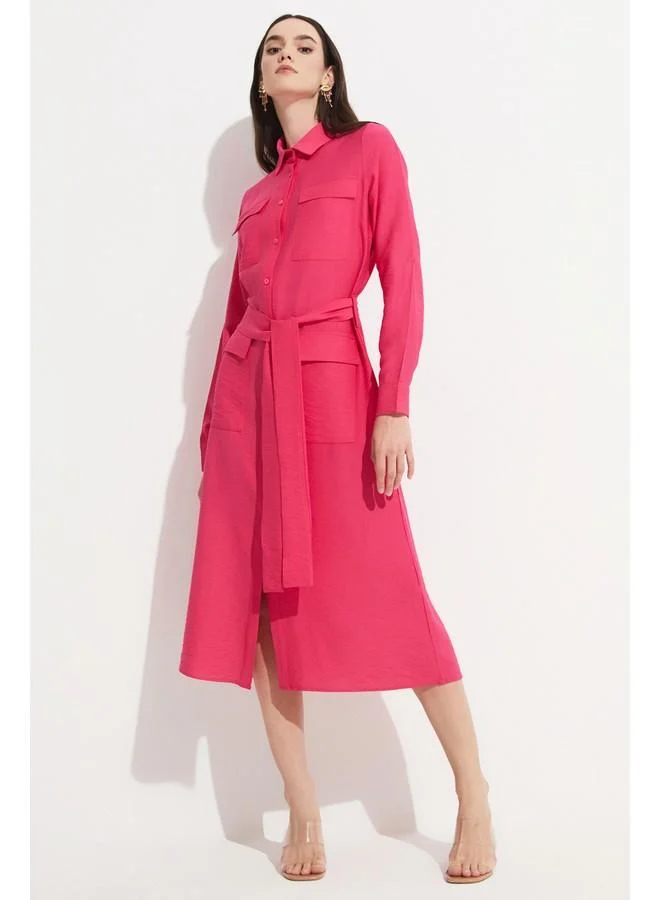 JUNE Belted Midi Dress