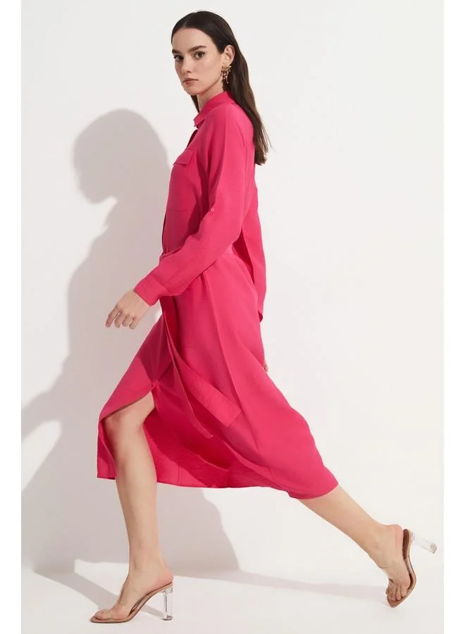 JUNE Belted Midi Dress
