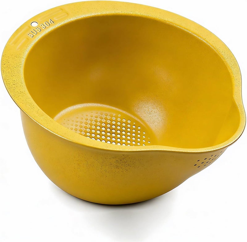 Versatile Plastic Collapsible Colander Set of 2 - Foldable Drain Basket with Resting Feet - Kitchen Food Strainer for Pasta, Fruit, Vegetables - Space-Saving, BPA-Free, Dishwasher Safe (Yellow)