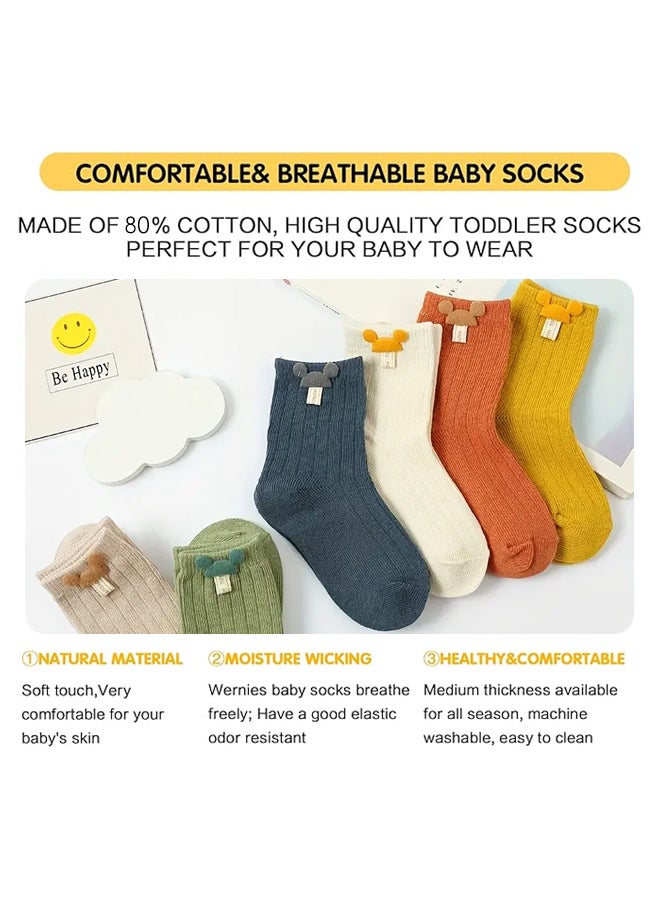 SHABILI Baby’ Cotton Crew Socks Mid‑Calf Socks Casual Slouch Socks, 6‑Pair Multicolor Set Soft Cotton Breathable Moisture‑Wicking Elastic Cuff Durable Anti‑Odor No Pilling, Ideal for Kids Daily Travel,Size L - Image 2