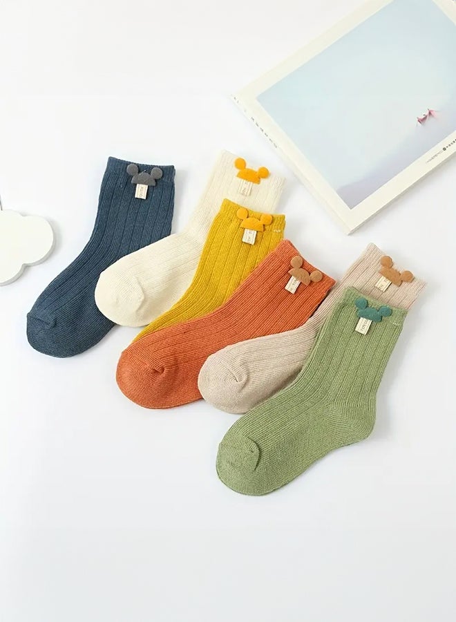 SHABILI Baby’ Cotton Crew Socks Mid‑Calf Socks Casual Slouch Socks, 6‑Pair Multicolor Set Soft Cotton Breathable Moisture‑Wicking Elastic Cuff Durable Anti‑Odor No Pilling, Ideal for Kids Daily Travel,Size L - Image 5