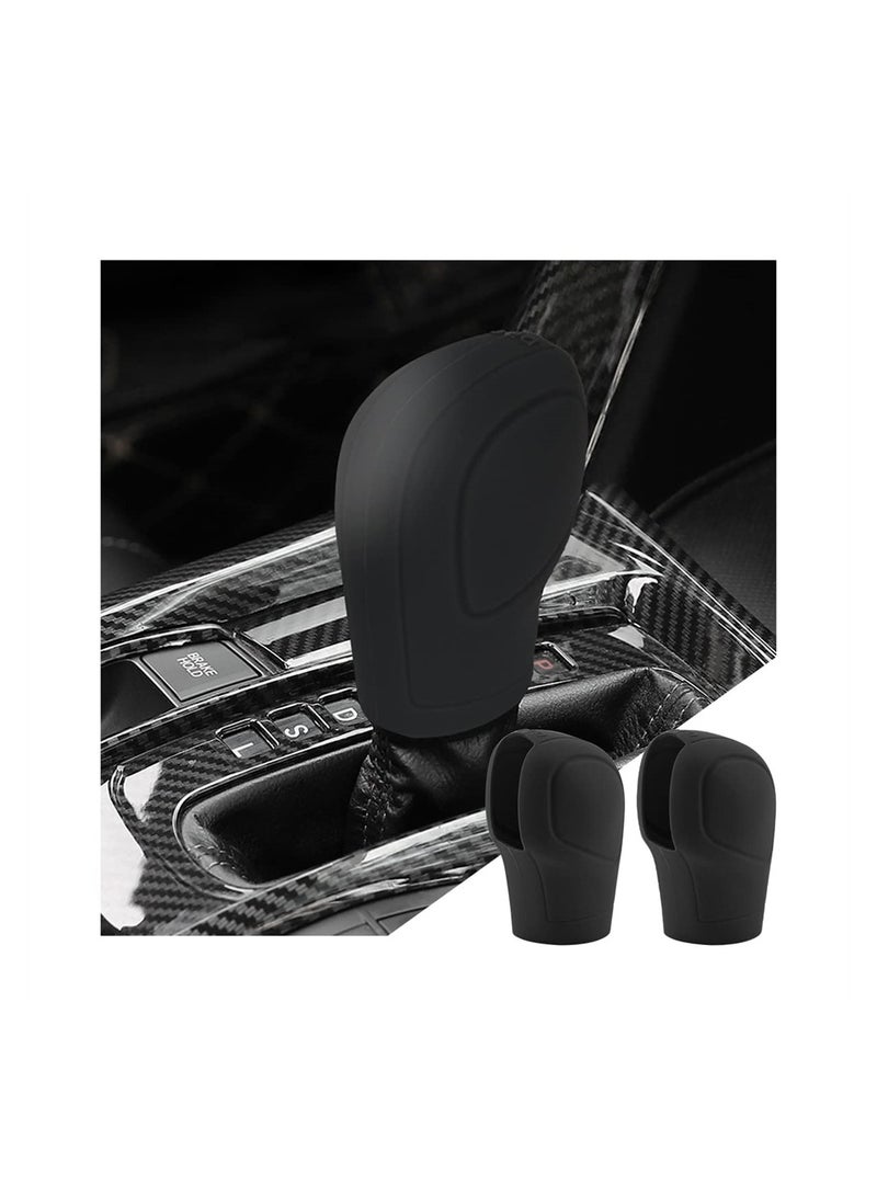 Excefore Car Gear Shift Knob Cover, 4 Pack Anti-Slip Auto Knob Gear Stick Protector, Comfortable Silicone Handbrake Shifter Cover for Men Women, Universal Vehicle Interior Accessories, Black - Image 1