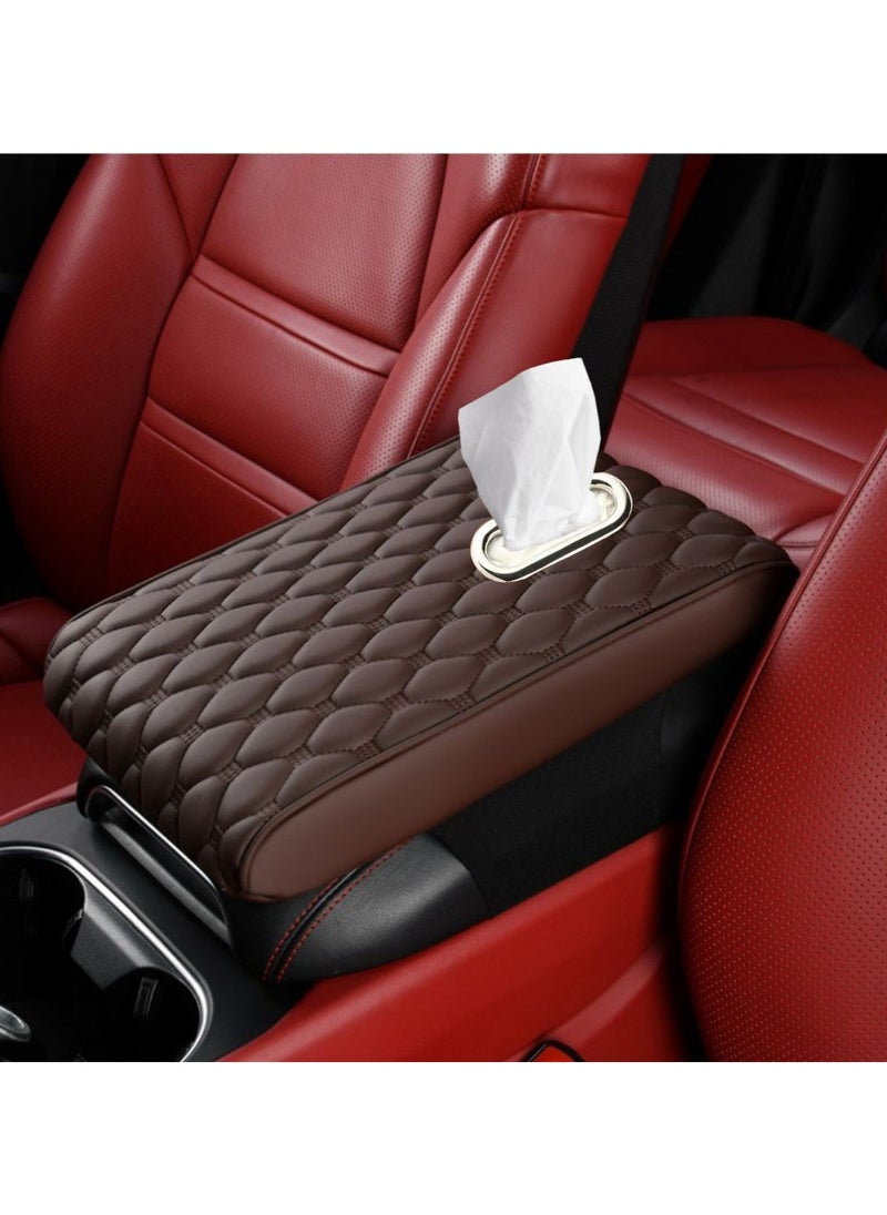 MOTRK car center console armrest, Car Armrest Box Padding Wave Embroidery PU Leather Center Console Cover Design Interior, car accessories, car seat cover 