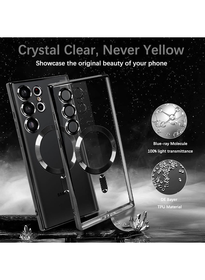 YJS Premium Soft Clear Case for S25 Ultra Camera Lens Full Protection, Compatible with MagSafe Wireless Charging, Shockproof Electroplated TPU Phone CoverS25 Ultra 6.9 Inch 2025 -Black - Image 5