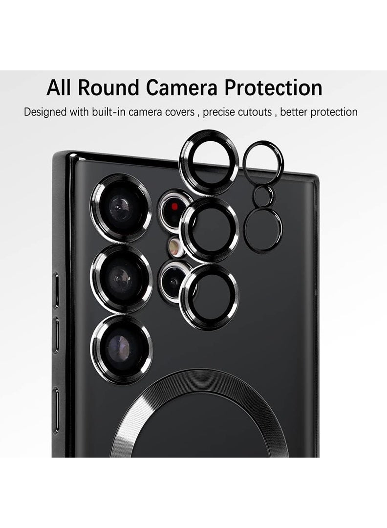 YJS Premium Soft Clear Case for S25 Ultra Camera Lens Full Protection, Compatible with MagSafe Wireless Charging, Shockproof Electroplated TPU Phone CoverS25 Ultra 6.9 Inch 2025 -Black - Image 4