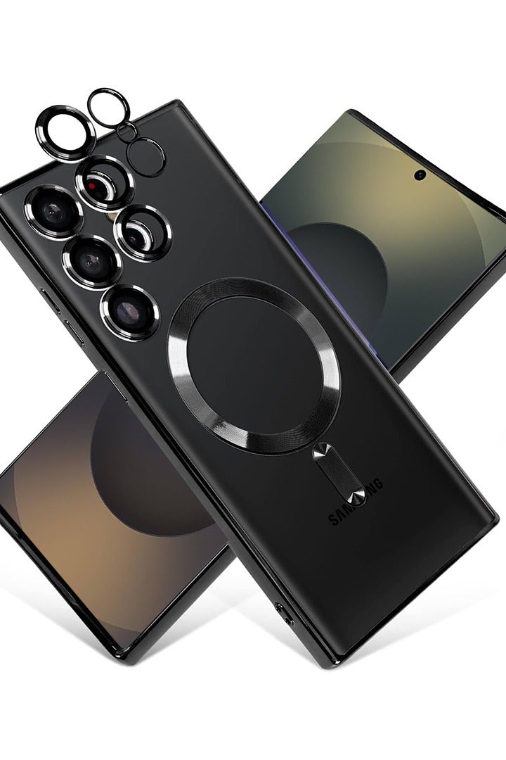 YJS Premium Soft Clear Case for S25 Ultra Camera Lens Full Protection, Compatible with MagSafe Wireless Charging, Shockproof Electroplated TPU Phone CoverS25 Ultra 6.9 Inch 2025 -Black - Image 1