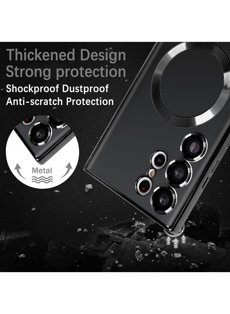 YJS Premium Soft Clear Case for S25 Ultra Camera Lens Full Protection, Compatible with MagSafe Wireless Charging, Shockproof Electroplated TPU Phone CoverS25 Ultra 6.9 Inch 2025 -Black - Image 3