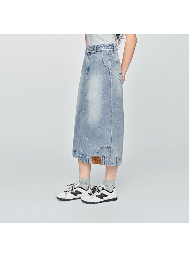 Lee25 Early Autumn New Product Waistline Frayed Hem Deconstructed Design Light Blue Women'S Denim Skirt Trendy - Image 5