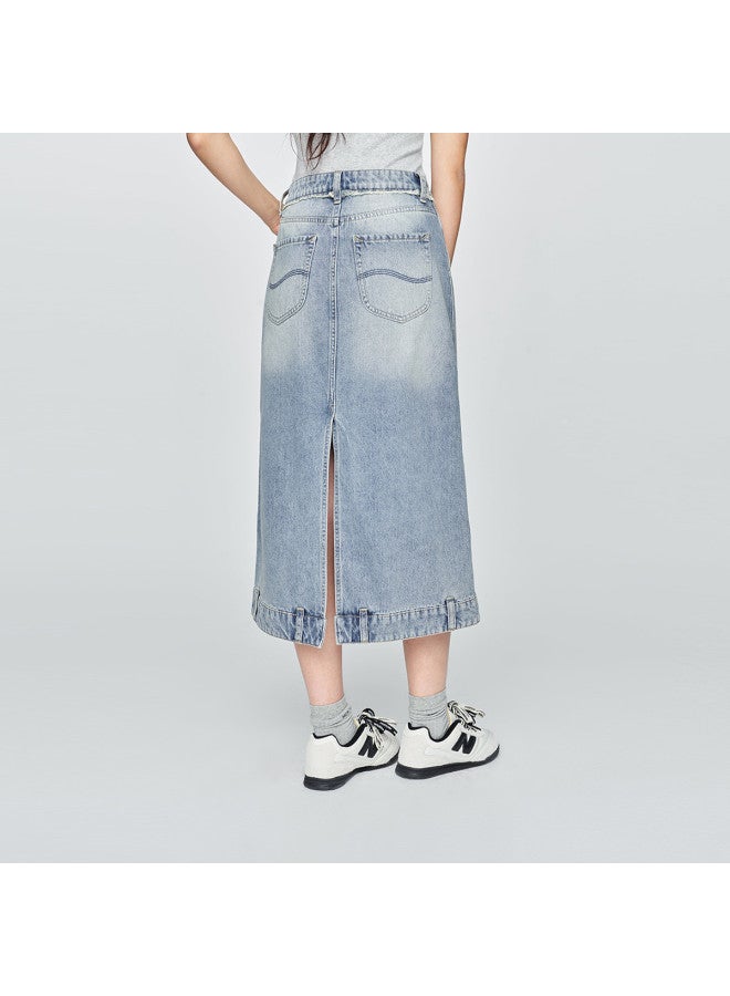 Lee25 Early Autumn New Product Waistline Frayed Hem Deconstructed Design Light Blue Women'S Denim Skirt Trendy - Image 3