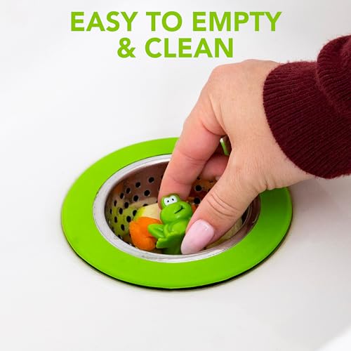 Joie Ribbit Kitchen Sink Strainer Basket, Fits All Standard Sinks, Stainless Steel, Cute Garbage Disposal Drain Cover, 4.5-Inch, Green Frog - Image 4