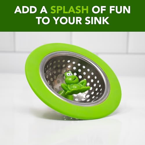 Joie Ribbit Kitchen Sink Strainer Basket, Fits All Standard Sinks, Stainless Steel, Cute Garbage Disposal Drain Cover, 4.5-Inch, Green Frog - Image 3
