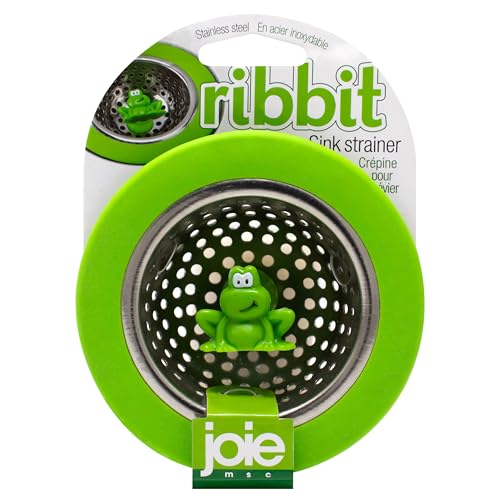 Joie Ribbit Kitchen Sink Strainer Basket, Fits All Standard Sinks, Stainless Steel, Cute Garbage Disposal Drain Cover, 4.5-Inch, Green Frog - Image 1