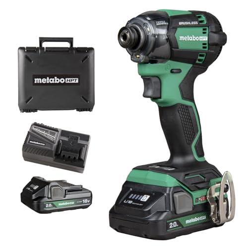 مجموعة مفك الصدمات ثلاثي المطرقة اللاسلكي Metabo HPT 18V MultiVolt مع علبة و2 بطارية ليثيوم أيون وشاحن 14 بوصة