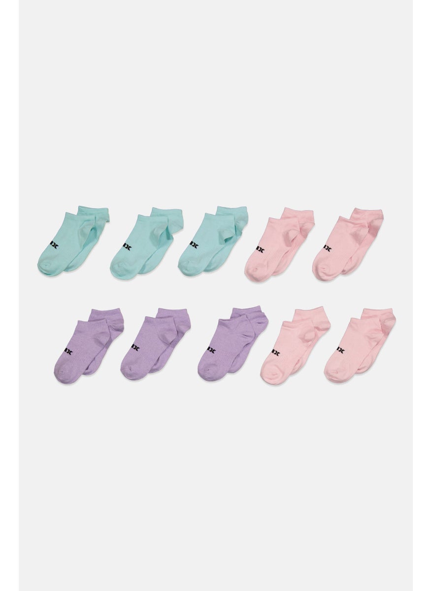 RBX Kids Girl 10 Pairs Brand Logo Ankle Socks, Pink  - Image 1