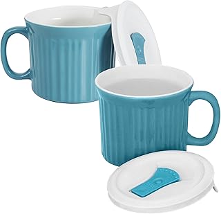 CorningWare Corningware 20-Ounce Oven Safe Meal Mug with Vented Lid, Pool Blue, Pack of 2 - Image 1