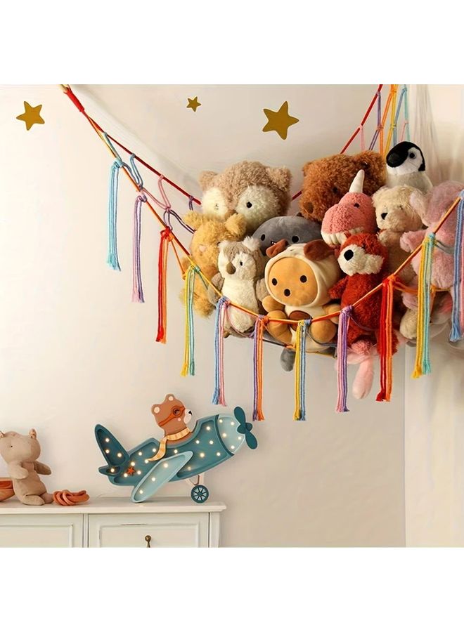 Large Colorful Toy Storage Hanging Net Organizer For Plushies And Stuffed Animals - Image 1
