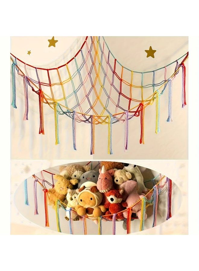 Large Colorful Toy Storage Hanging Net Organizer For Plushies And Stuffed Animals - Image 2